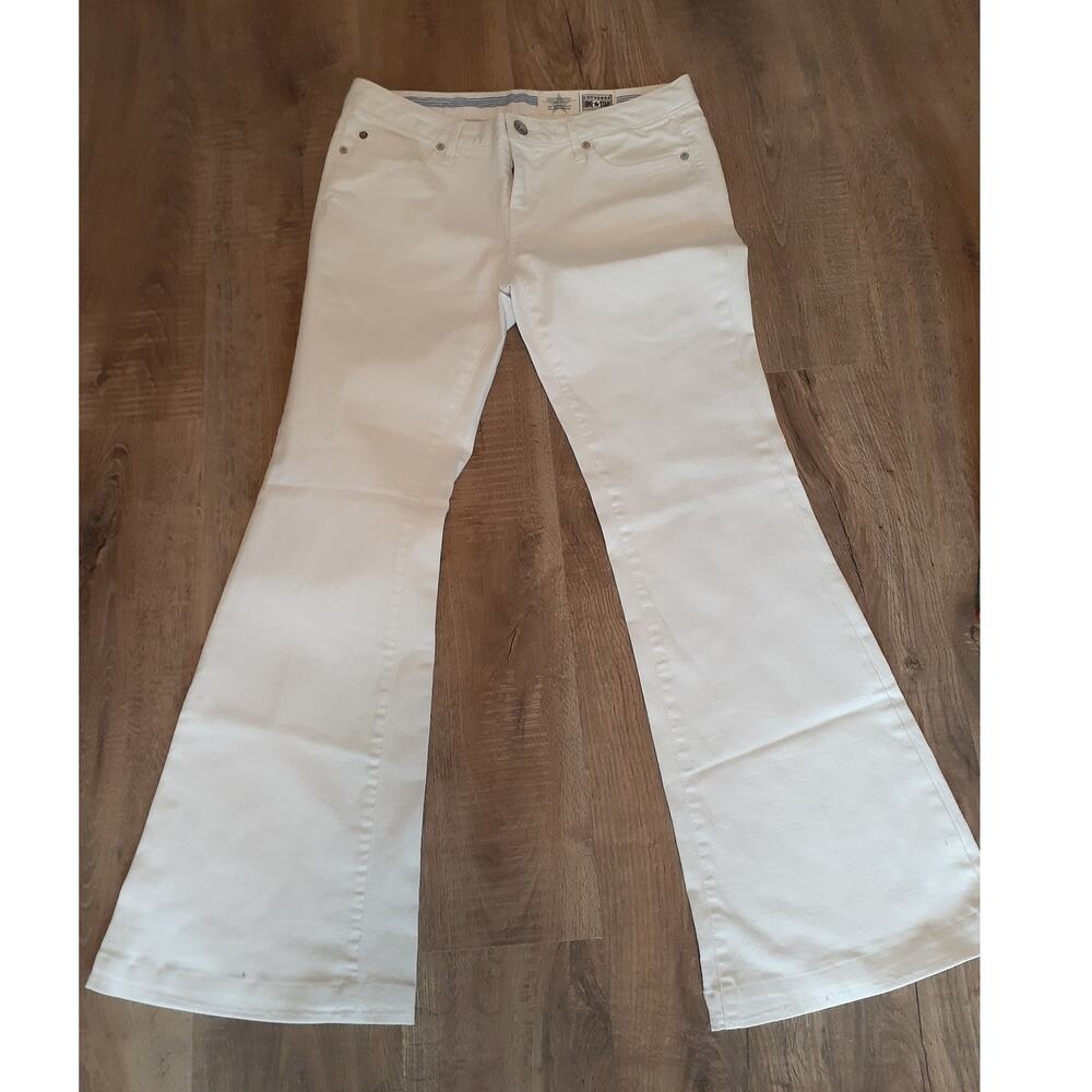 Converse One Star White Denim Flare Leg Jeans size 12 Great Condition Y2K